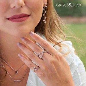 Grace & Heart G&H CRISS CROSS Ring Size 9 CZ & .925 Sterling Silver Jewelry NEW!